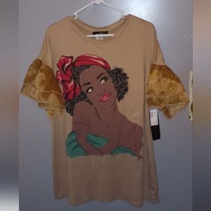 Woman Top. Minette Brand. Size Large. Brown.